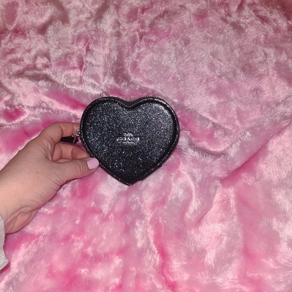 Coach Glittery Black Heart Coin Pouch - Picture 3 of 5